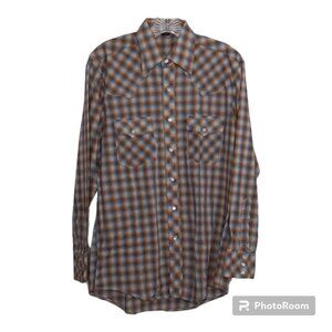 Hi Gear Shirt M Vtg Pearl Snap Lightweight Plaid Cowboy Rodeo Western Dadcore